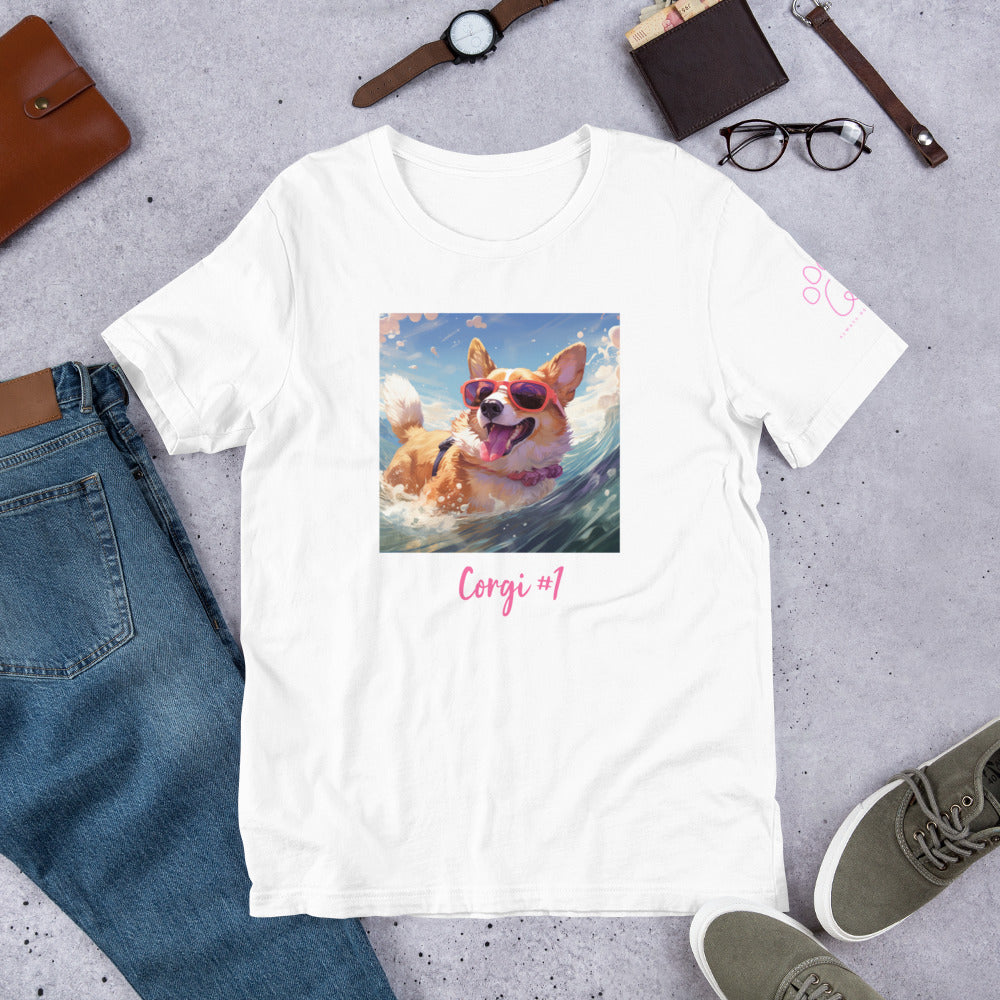 Corgi #1 Pink Summer Pop Portraiture Unisex t-shirt Unisex t-shirt