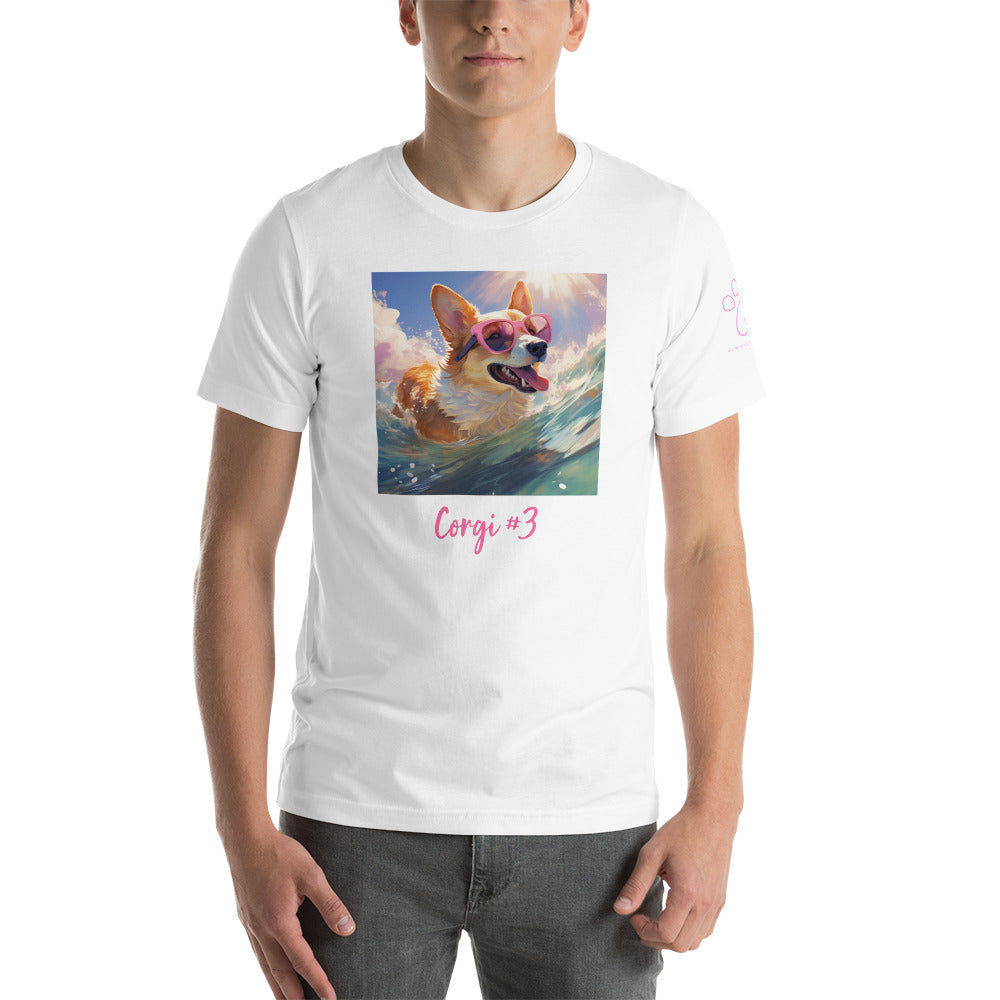 Corgi #3 Pink Summer Pop Portraiture Unisex t-shirt