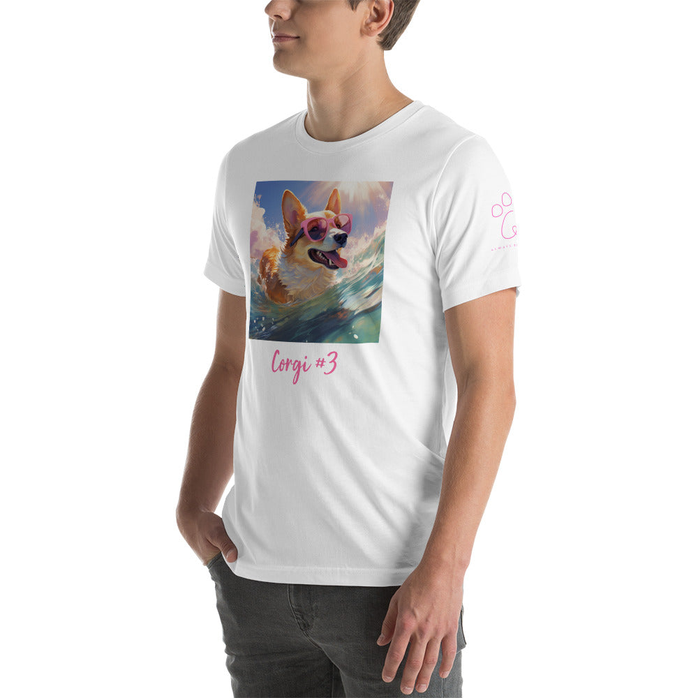 Corgi #3 Pink Summer Pop Portraiture Unisex t-shirt