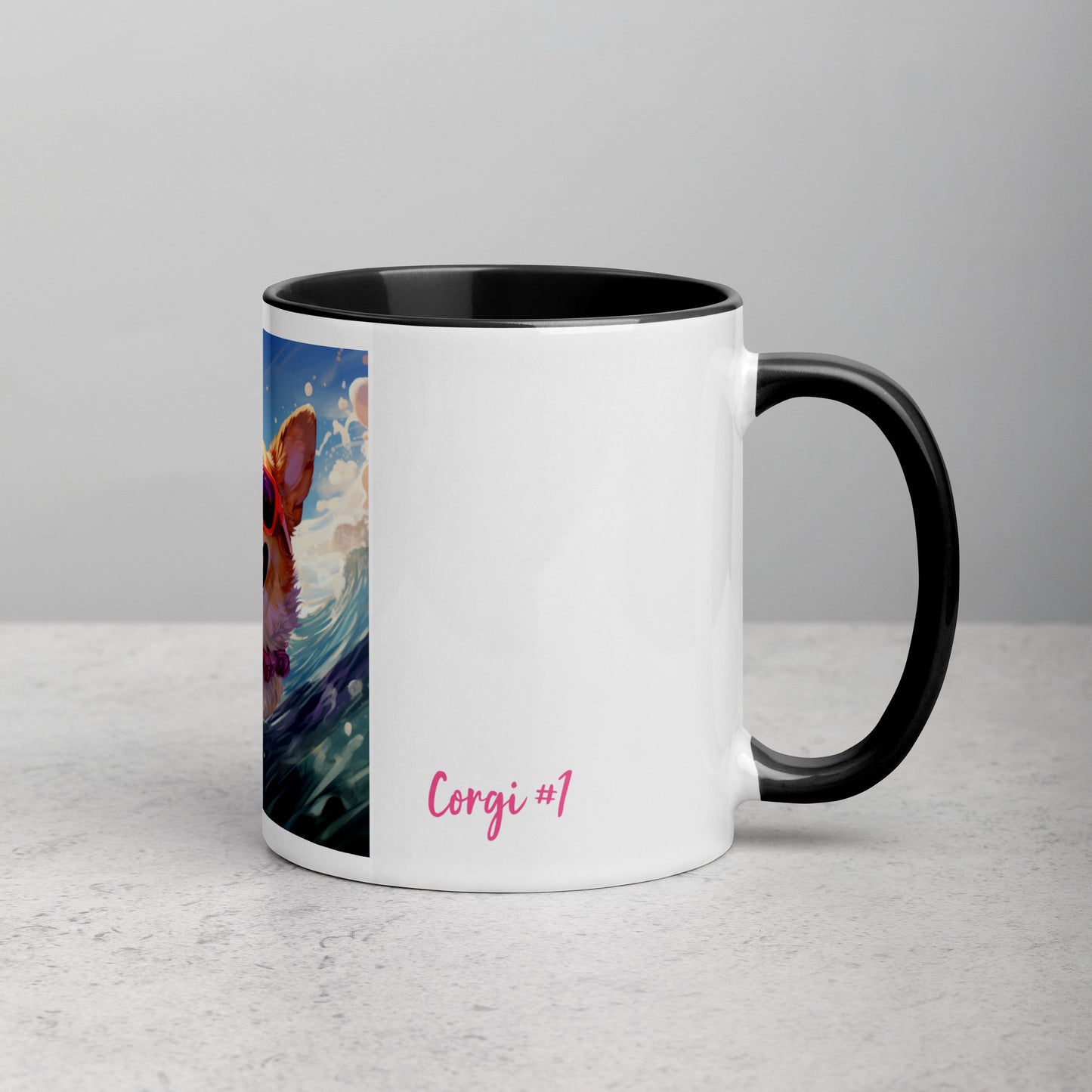 Corgi #1 Pink Summer Pop Portraiture Home & living Mug with Color Inside