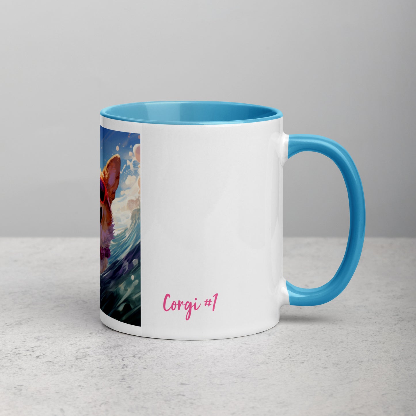 Corgi #1 Pink Summer Pop Portraiture Home & living Mug with Color Inside