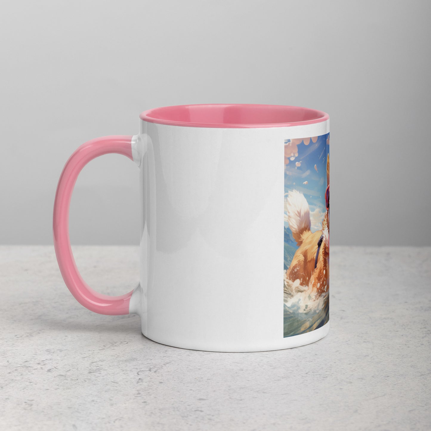 Corgi #1 Pink Summer Pop Portraiture Home & living Mug with Color Inside