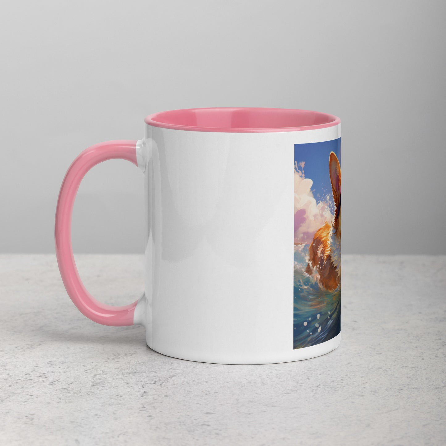 Corgi #3 Pink Summer Pop Portraiture Home & living Mug with Color Inside