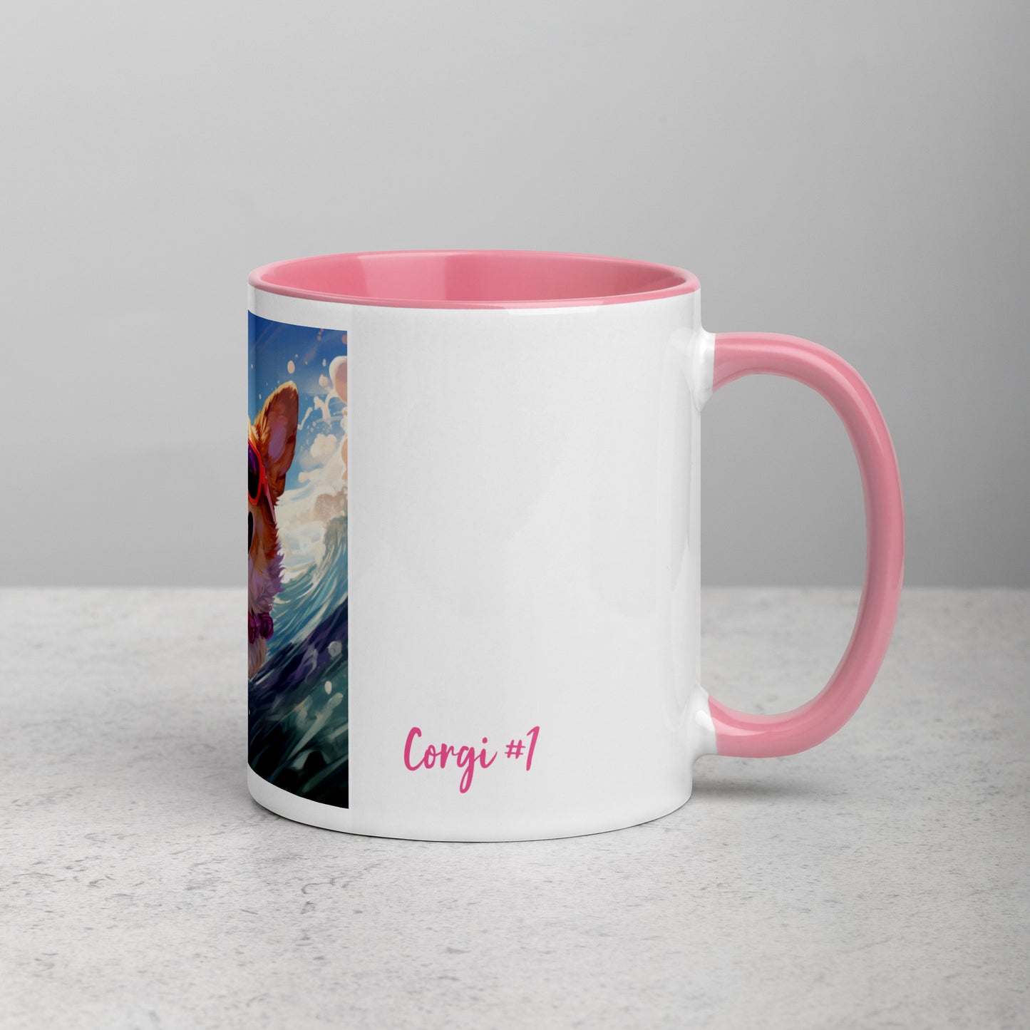 Corgi #1 Pink Summer Pop Portraiture Home & living Mug with Color Inside