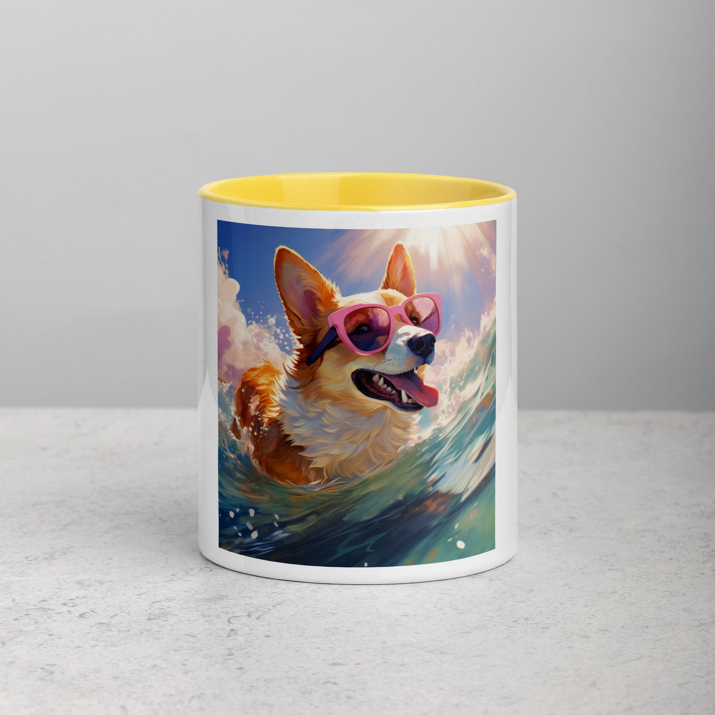 Corgi #3 Pink Summer Pop Portraiture Home & living Mug with Color Inside