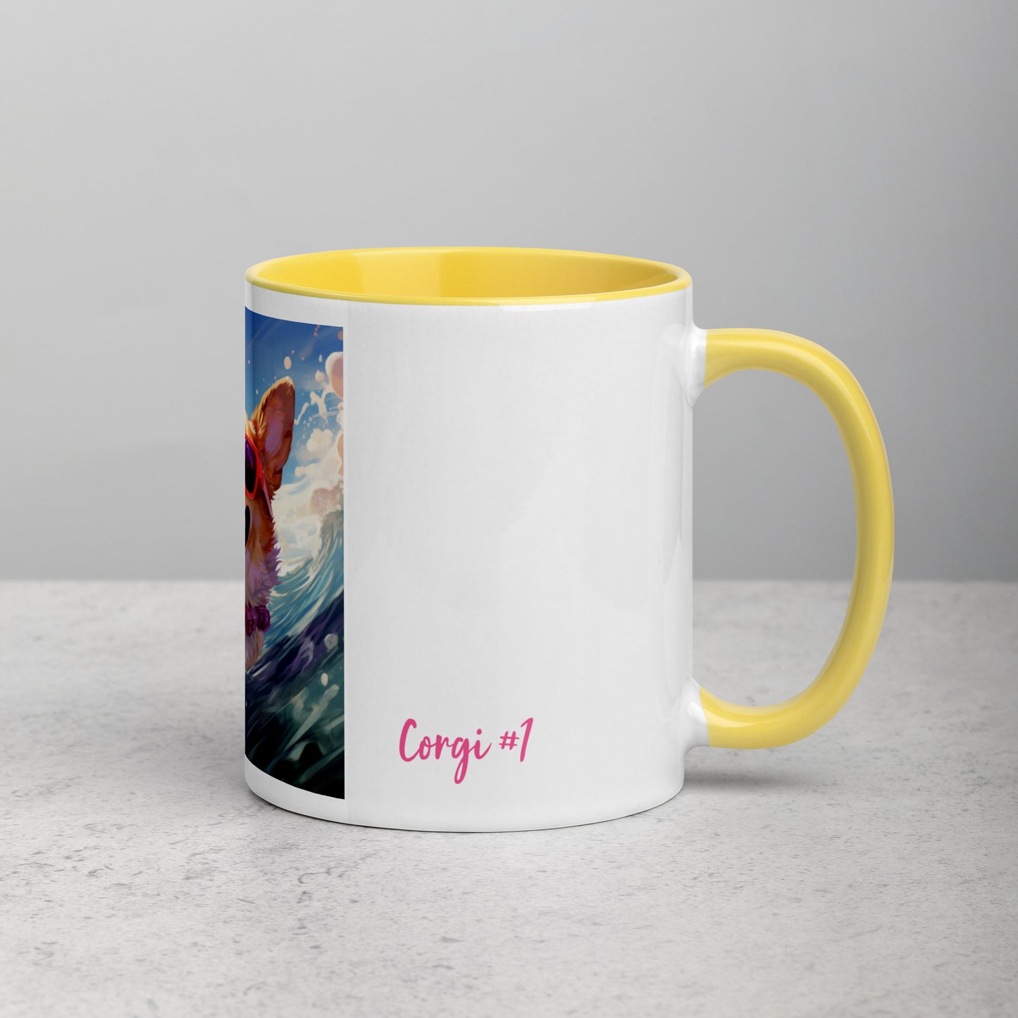 Corgi #1 Pink Summer Pop Portraiture Home & living Mug with Color Inside