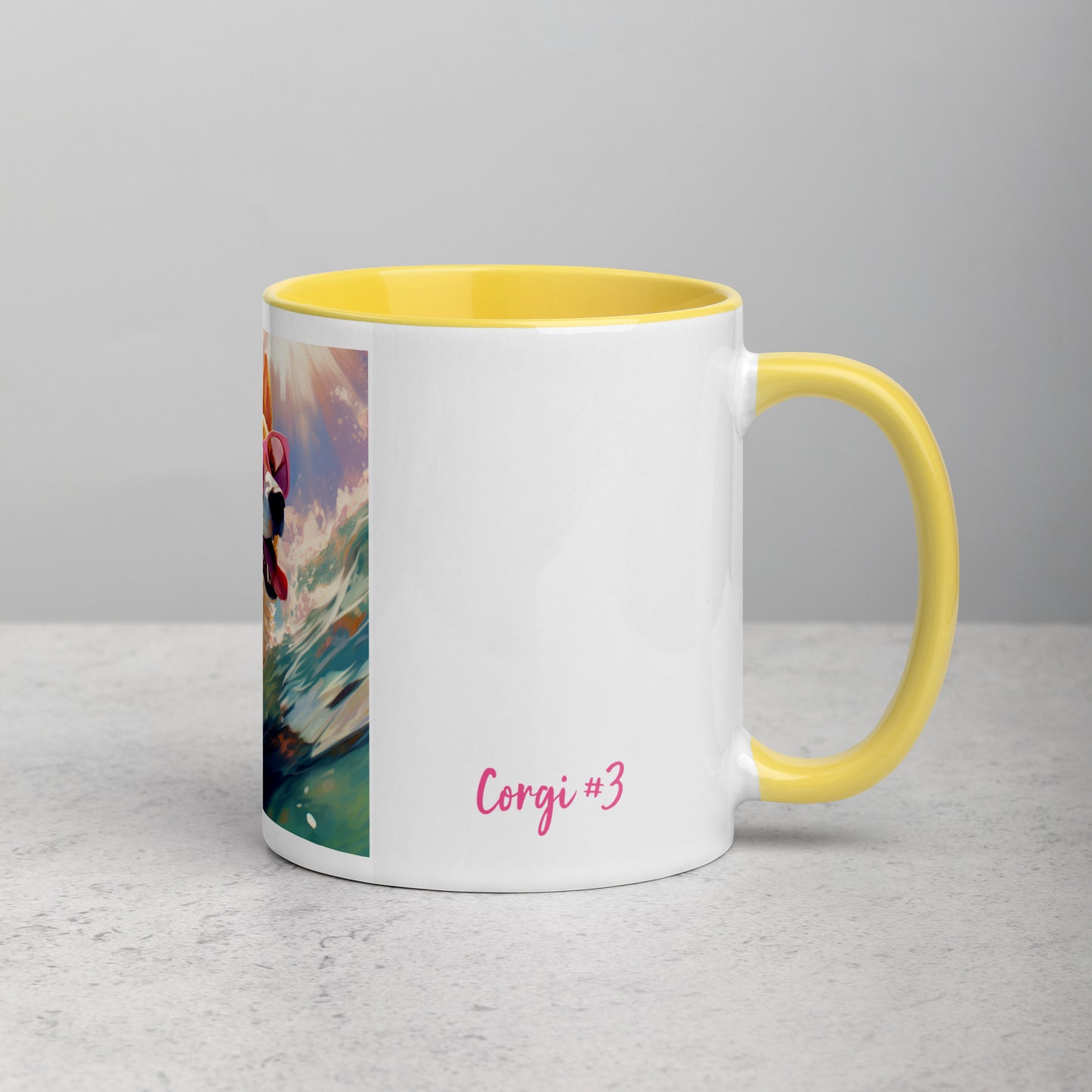 Corgi #3 Pink Summer Pop Portraiture Home & living Mug with Color Inside